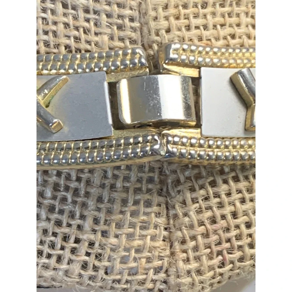 Vintage Two Tone Silver Gold X Link Statement Collar Necklace 11.5 Inch